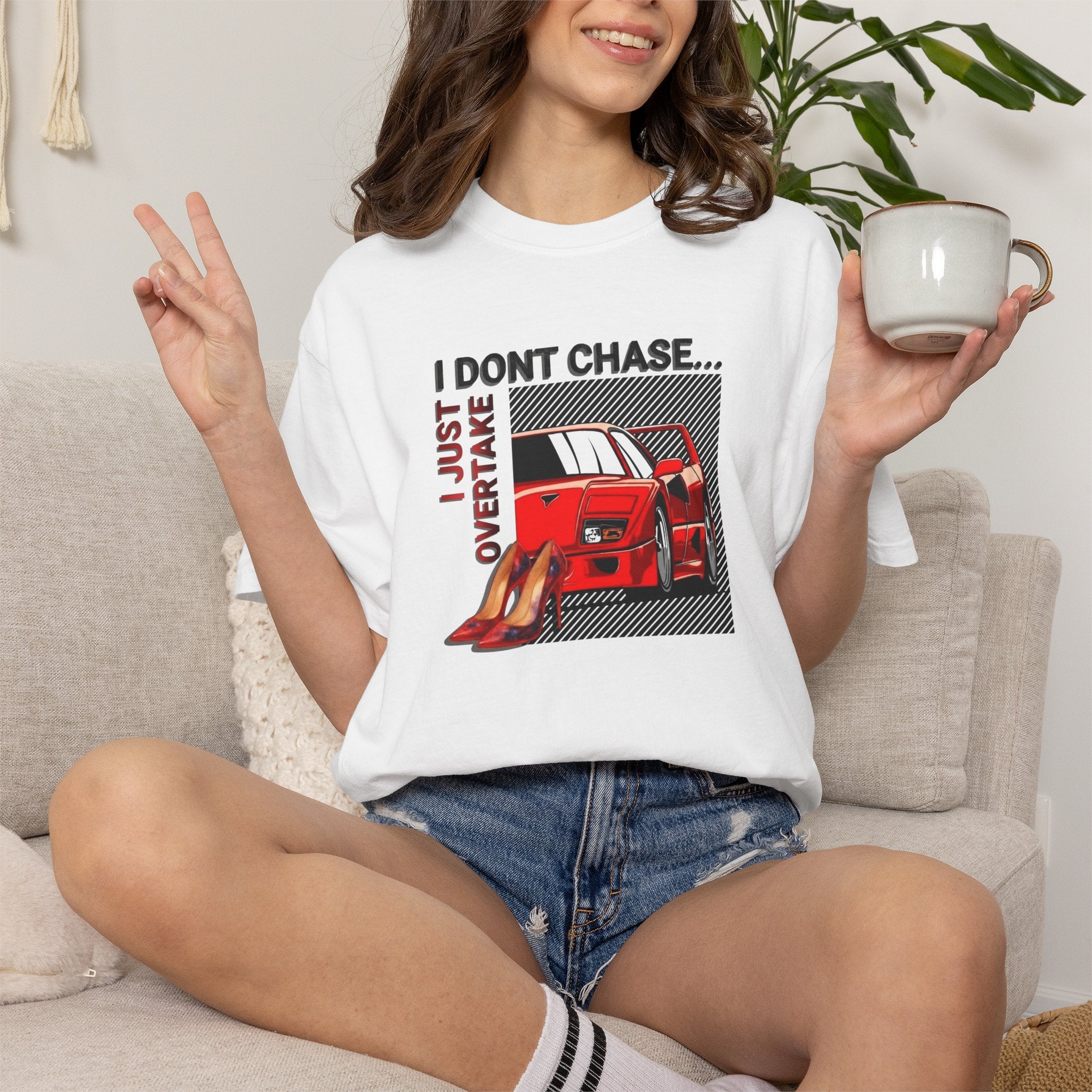 "I Dont Chase, I Just Overtake" Car Girl Tee