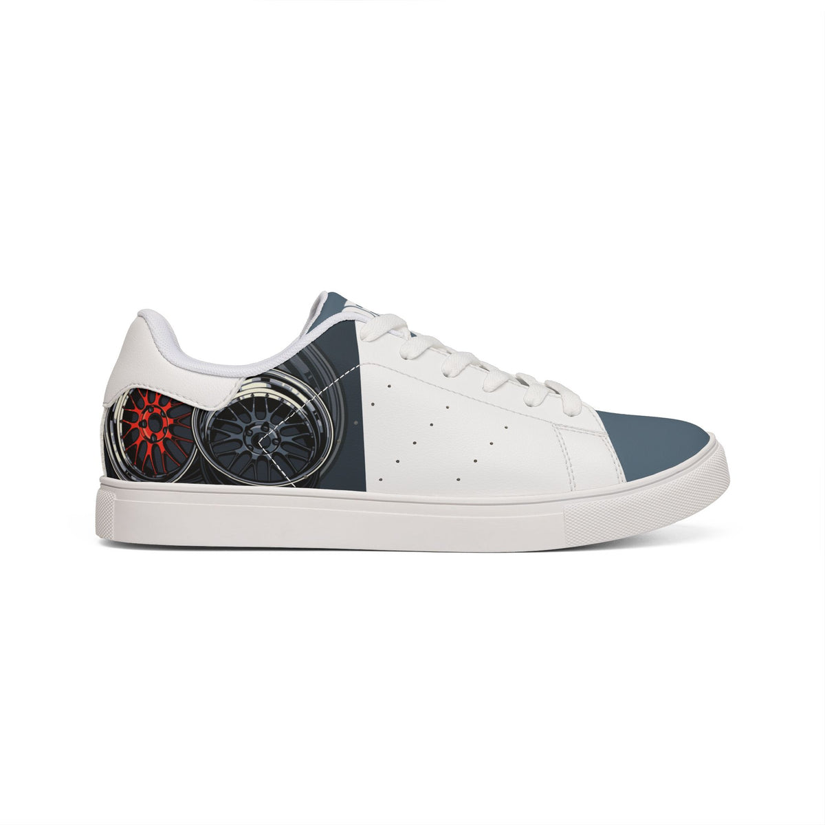 Double Wheel Graphic — Men's Leather Low-Top Sneakers