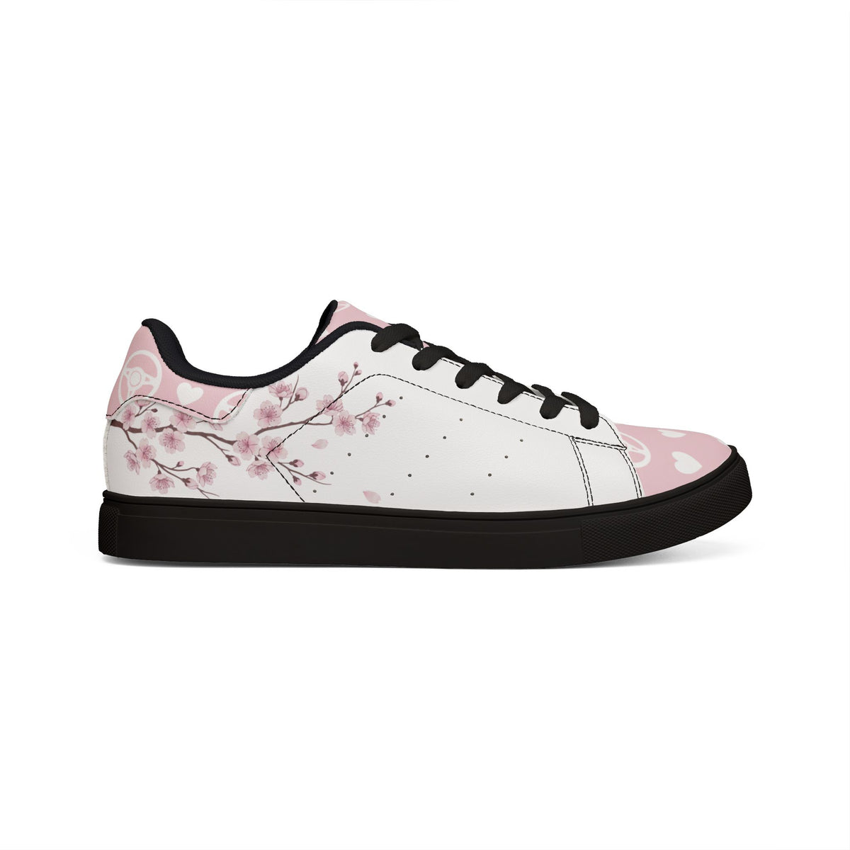 Pink Cherry Blossom Heart Low-Top Women's Sneakers