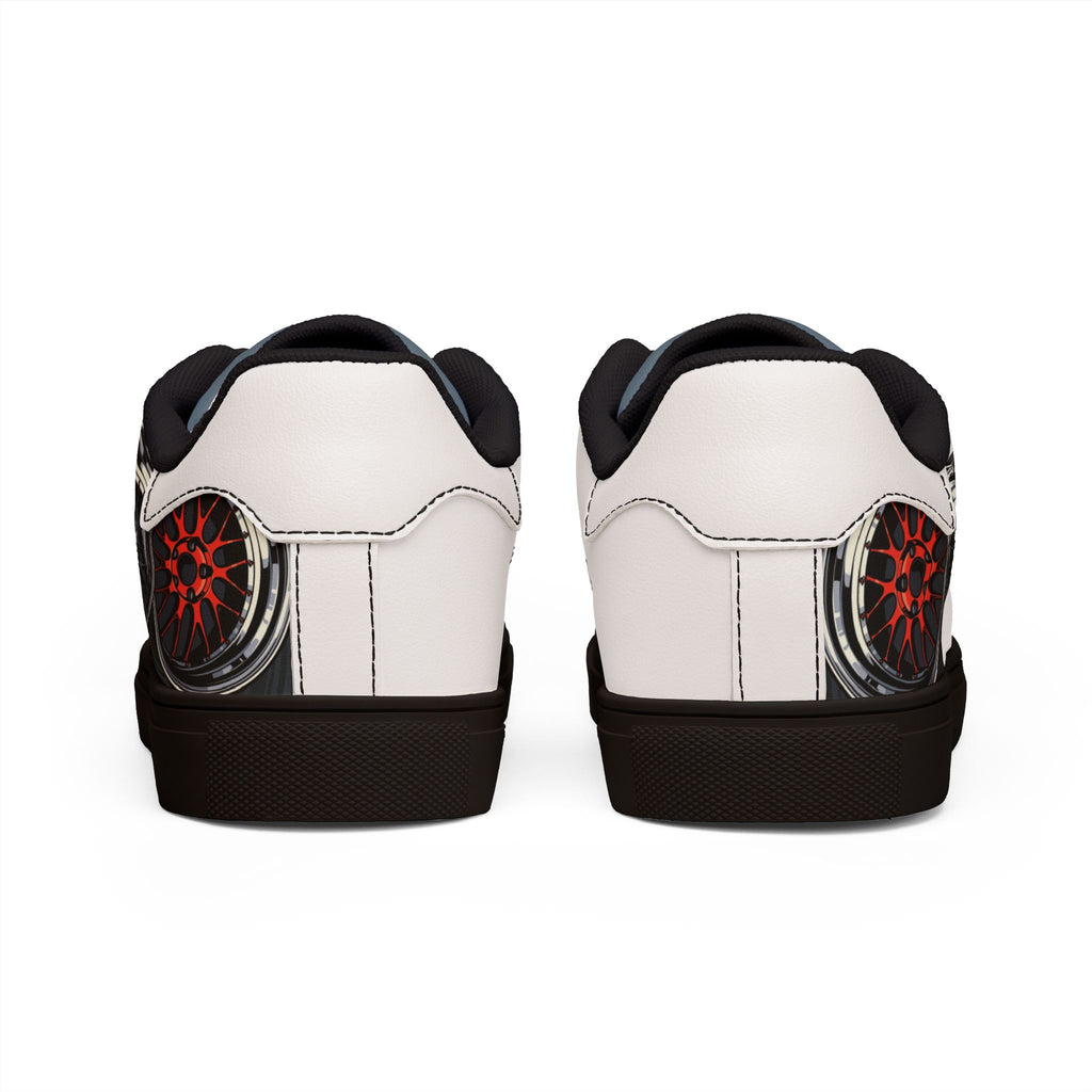Double Wheel Graphic — Men's Leather Low-Top Sneakers