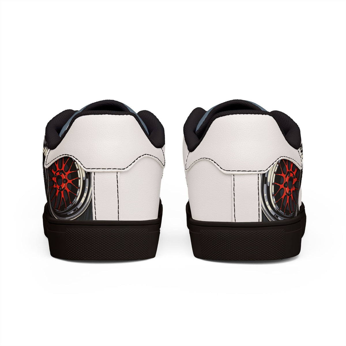Double Wheel Graphic — Men's Leather Low-Top Sneakers