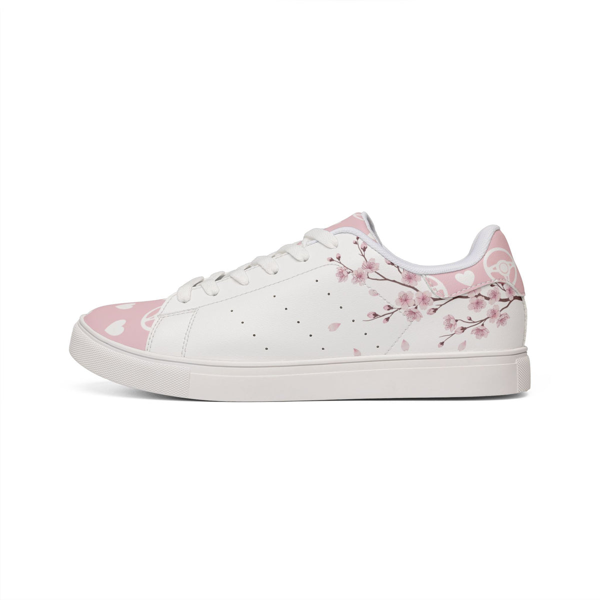 Pink Cherry Blossom Heart Low-Top Women's Sneakers