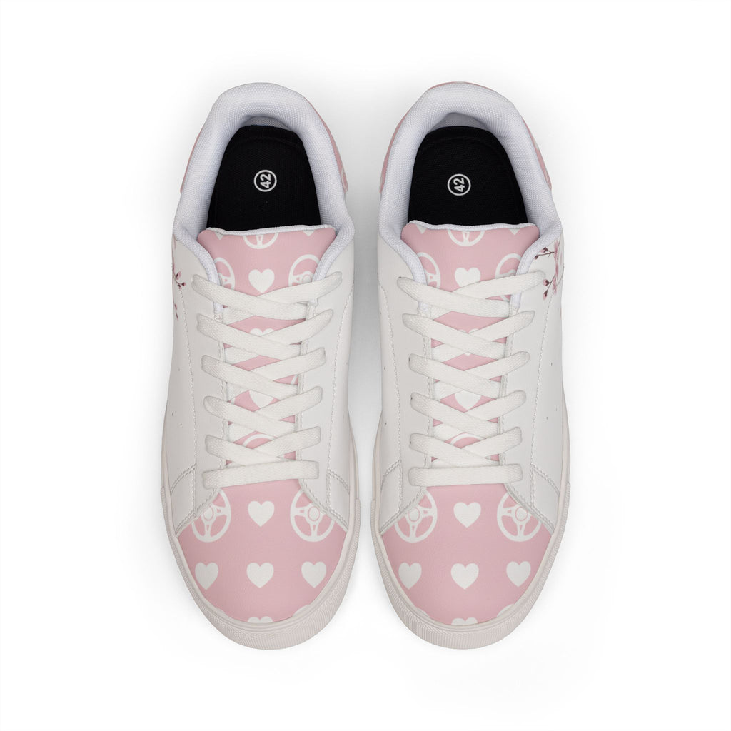 Pink Cherry Blossom Heart Low-Top Women's Sneakers