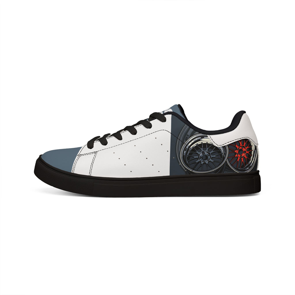 Double Wheel Graphic — Men's Leather Low-Top Sneakers