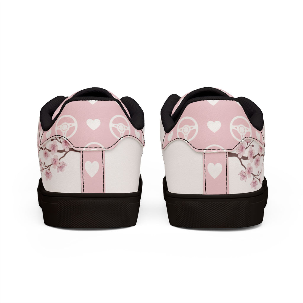 Pink Cherry Blossom Heart Low-Top Women's Sneakers