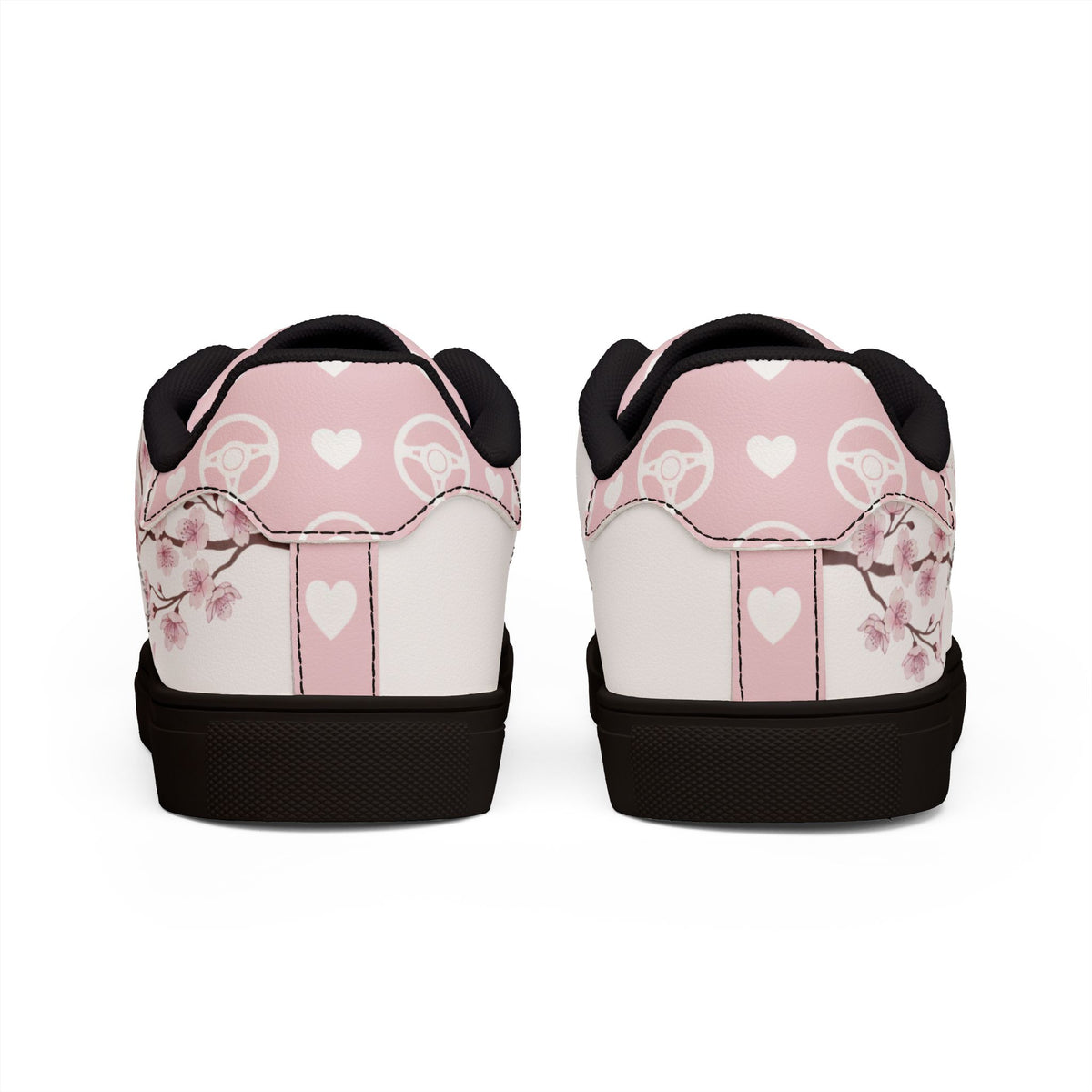 Pink Cherry Blossom Heart Low-Top Women's Sneakers
