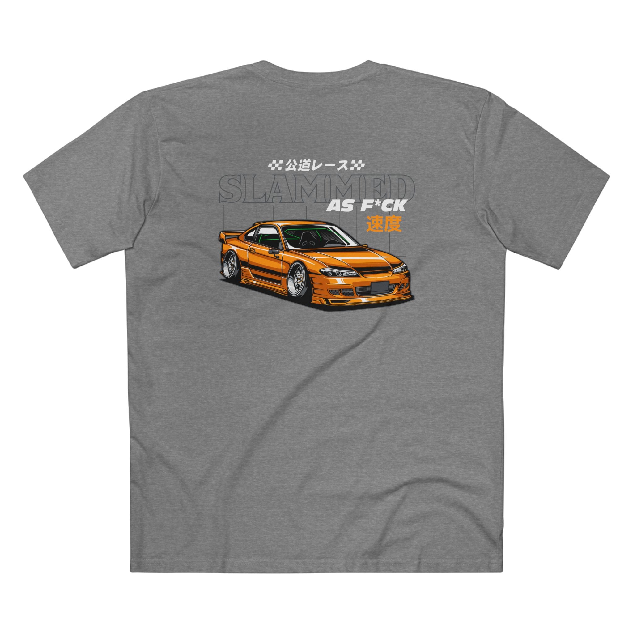 Japanese JDM Skyline Tee — Orange Drift Car Graphic Shirt
