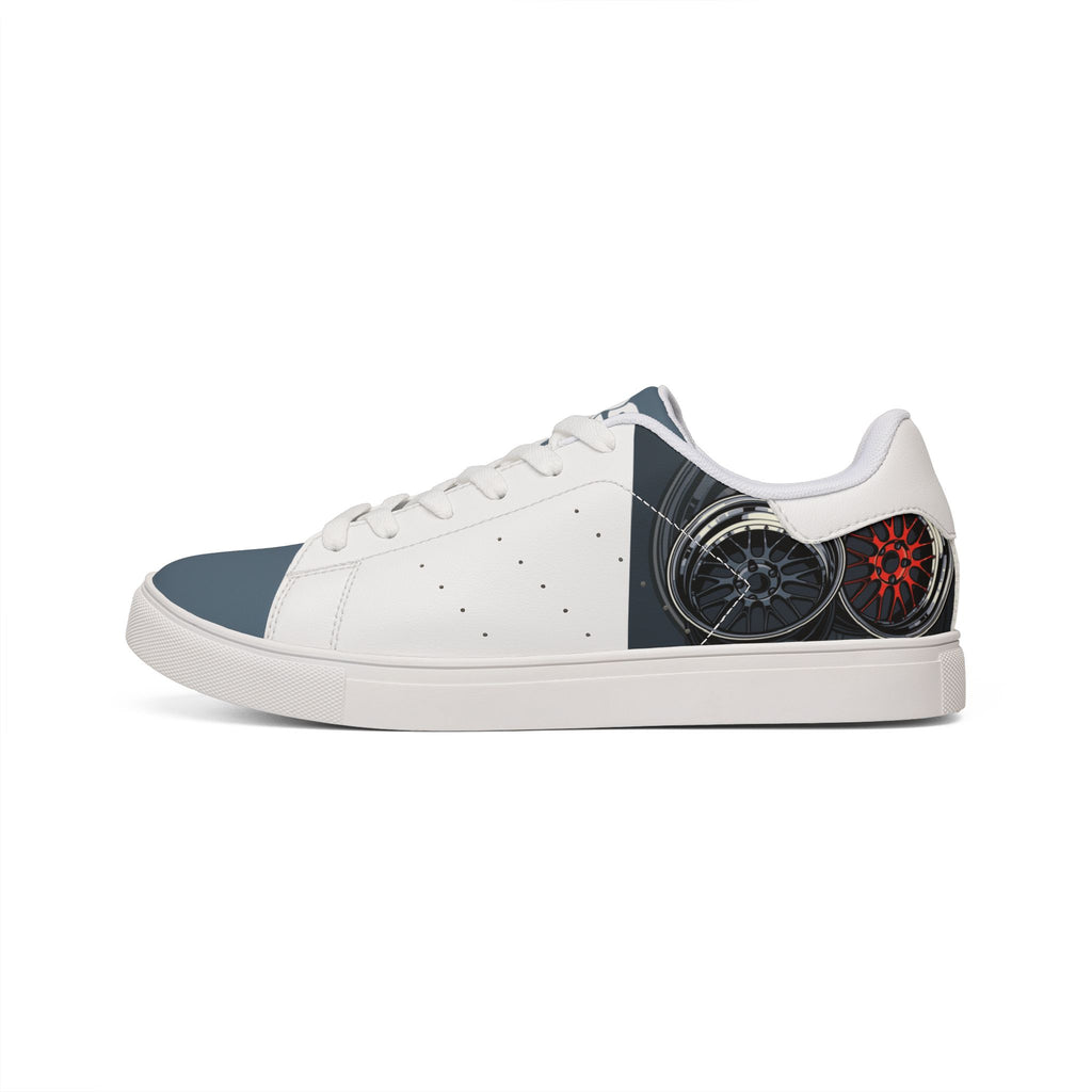 Double Wheel Graphic — Men's Leather Low-Top Sneakers