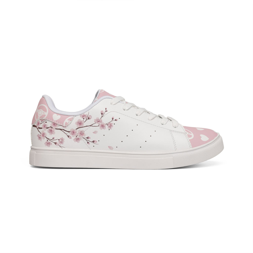 Pink Cherry Blossom Heart Low-Top Women's Sneakers