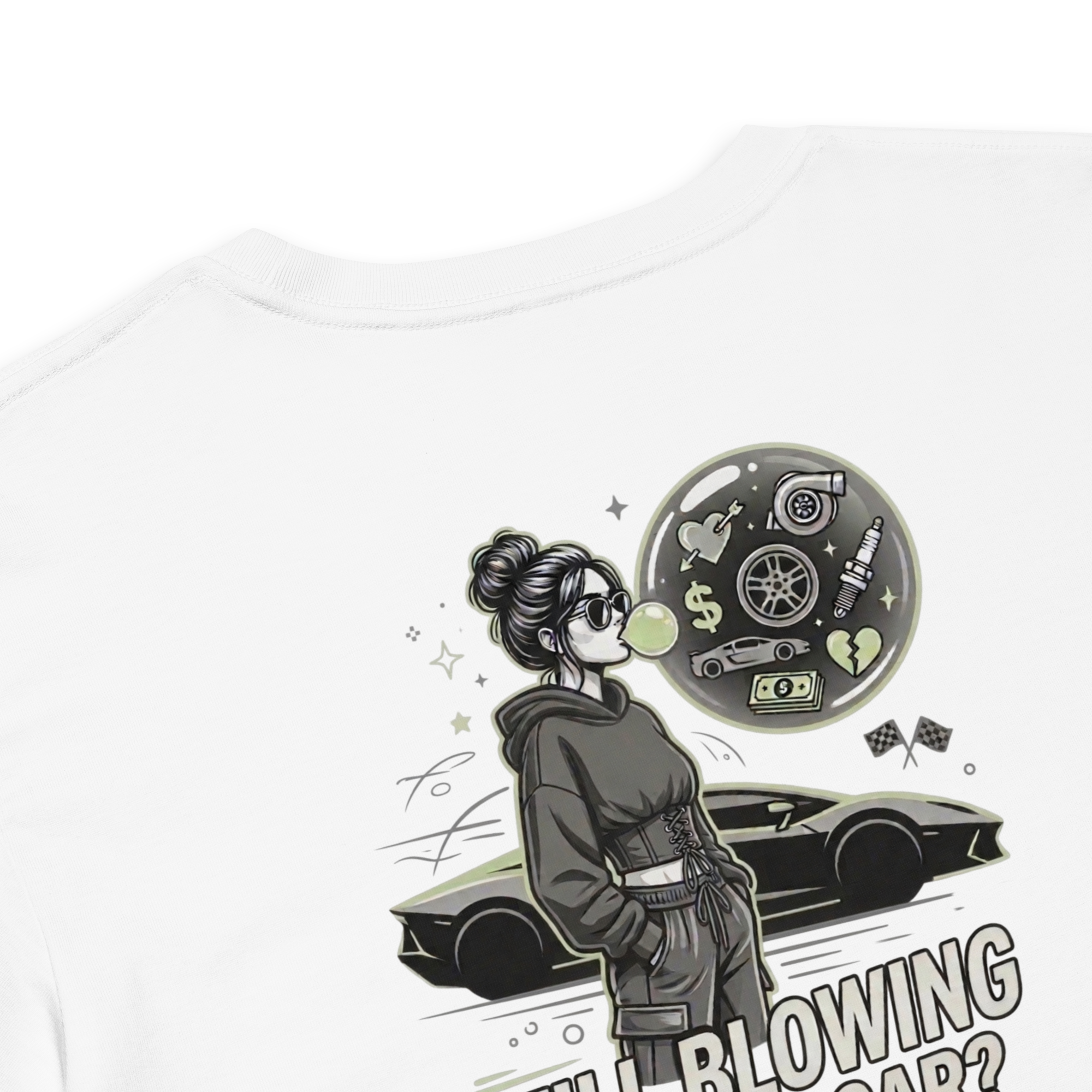 Still Blowing On Your Car? | Women's White Graphic Crop Top