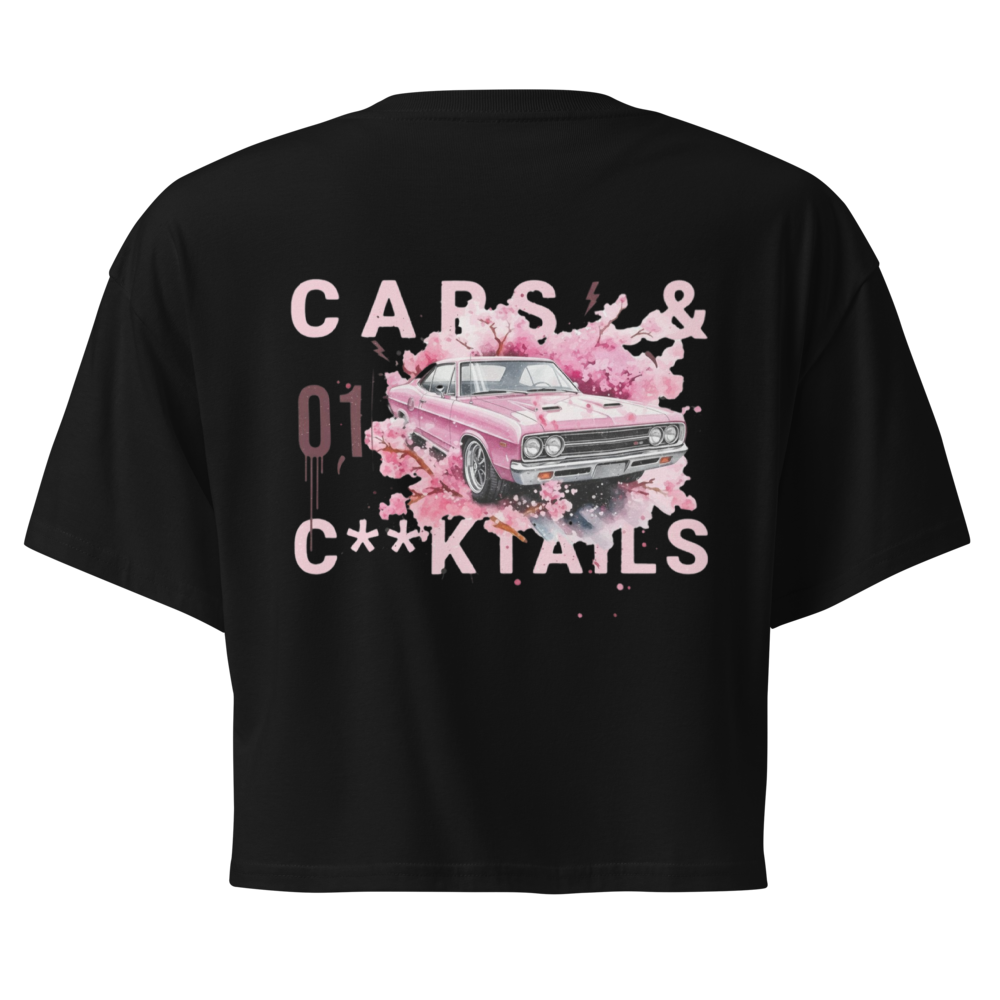 "Cars & Cocktails" Retro Pink Car Graphic