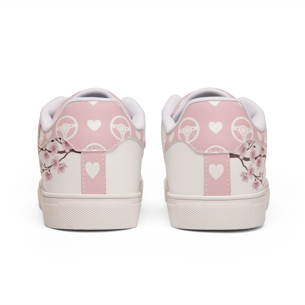 Pink Cherry Blossom Heart Low-Top Women's Sneakers