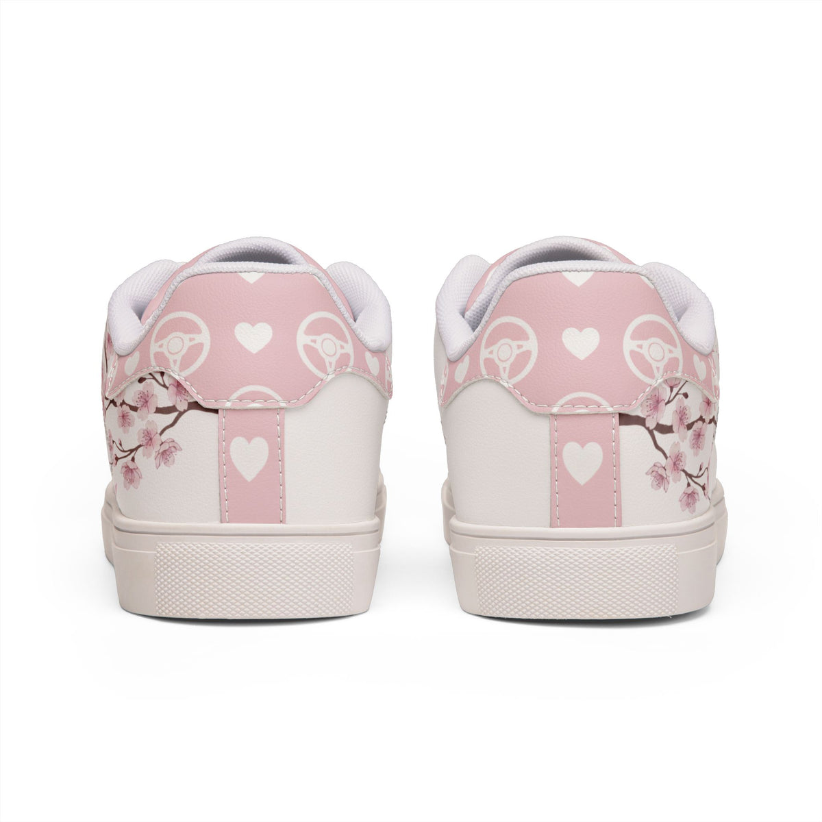 Pink Cherry Blossom Heart Low-Top Women's Sneakers