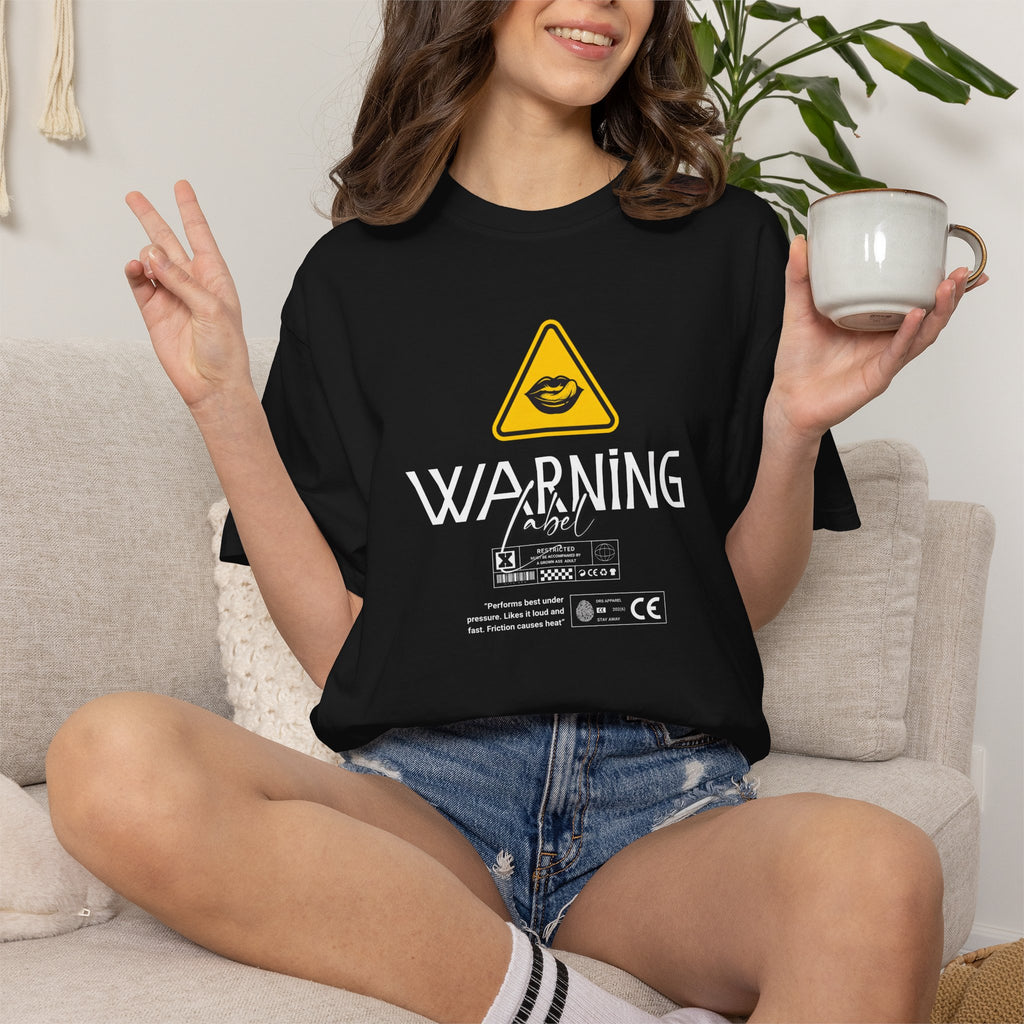"Warning Label" Boxy Caution Tee