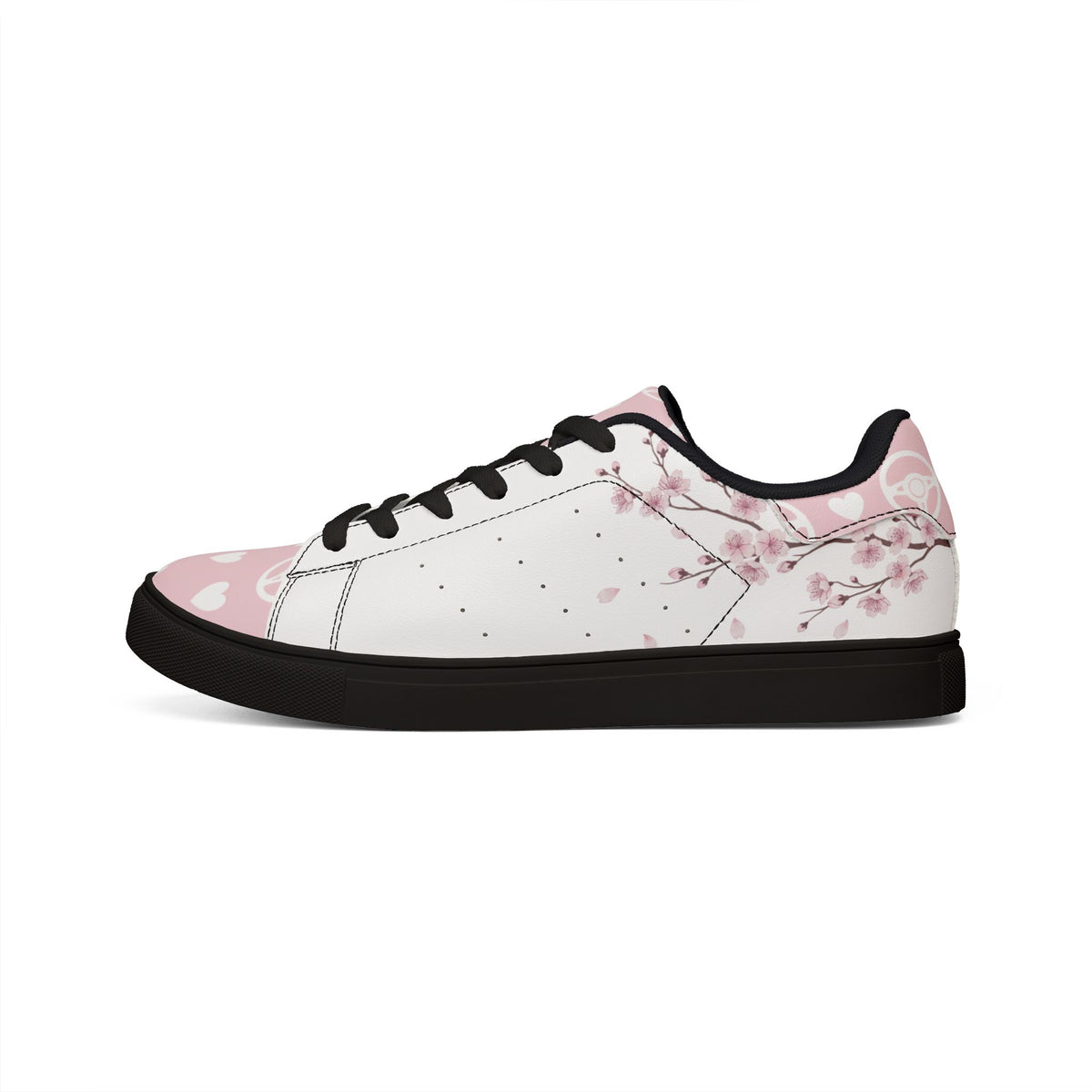 Pink Cherry Blossom Heart Low-Top Women's Sneakers