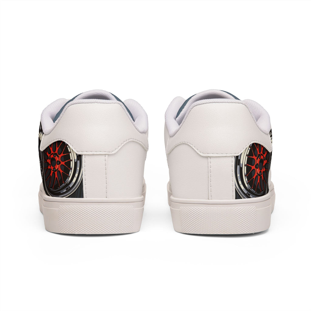 Double Wheel Graphic — Men's Leather Low-Top Sneakers