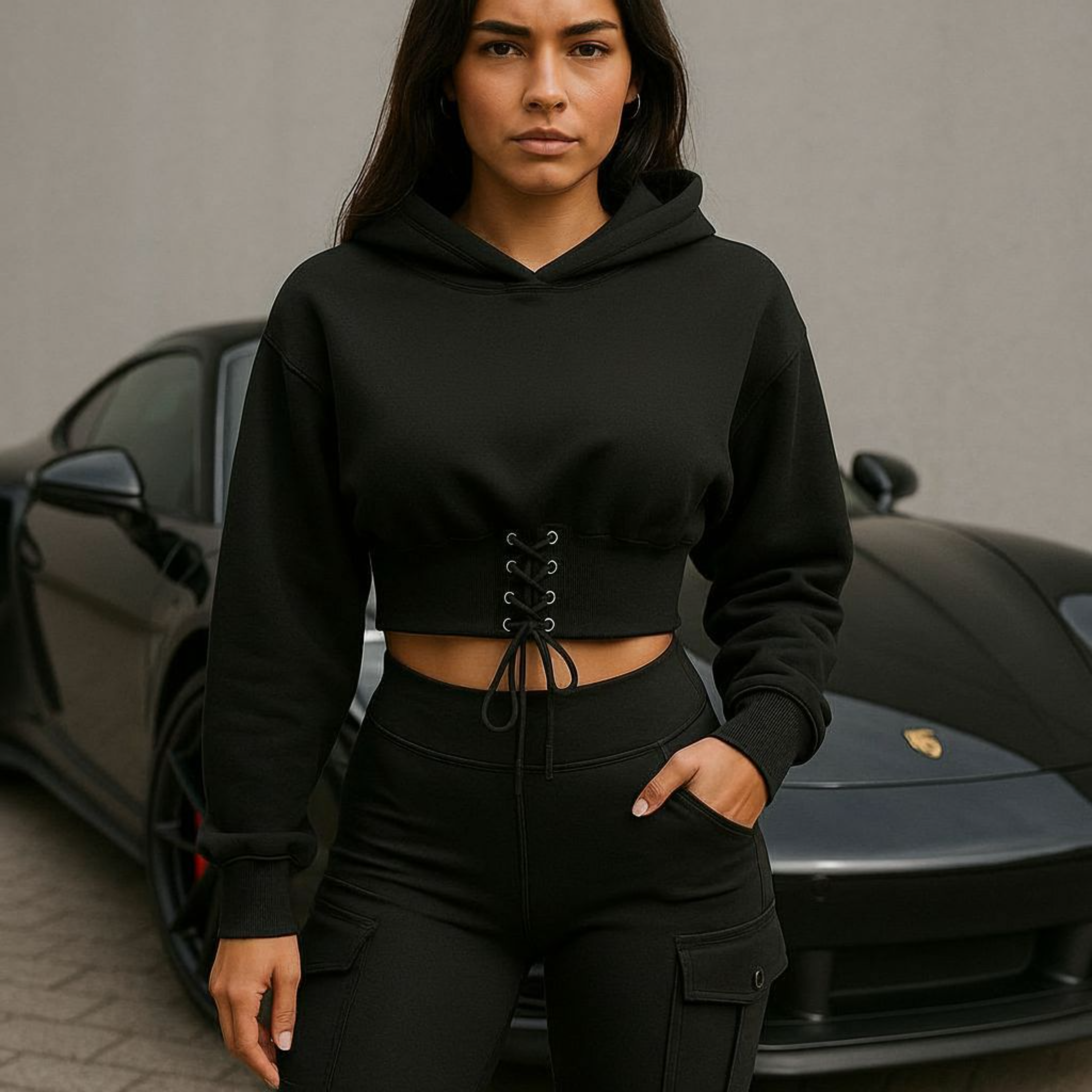 Full Throttle - Car Girl Crop Hoodie | Women's Streetwear