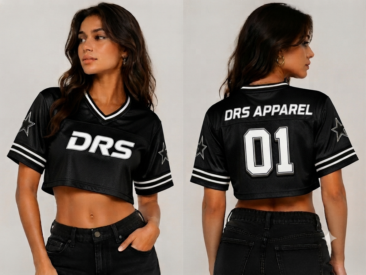 Cropped Streetwear Y2k Soccer Jersey (Black)