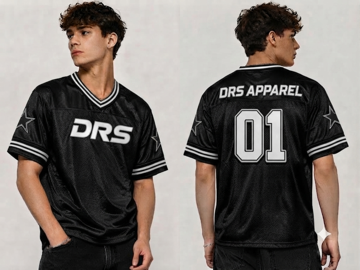Men's Oversized Streetwear Mesh Jersey (Black)