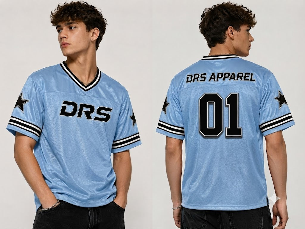 Men's Oversized Streetwear Mesh Jersey (Blue)