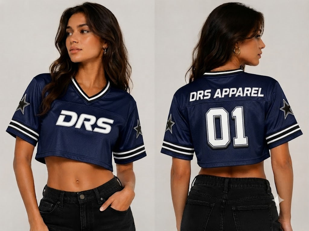 Cropped Streetwear Y2k Soccer Jersey (Navy)