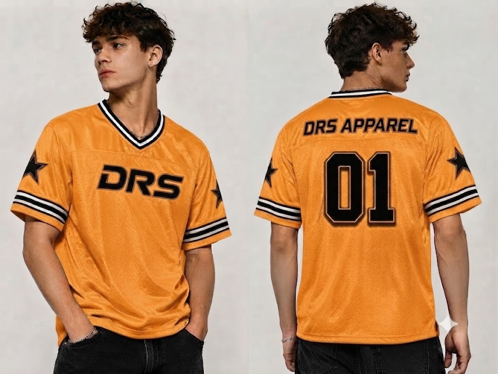 Men's Oversized Streetwear Mesh Jersey (Orange)