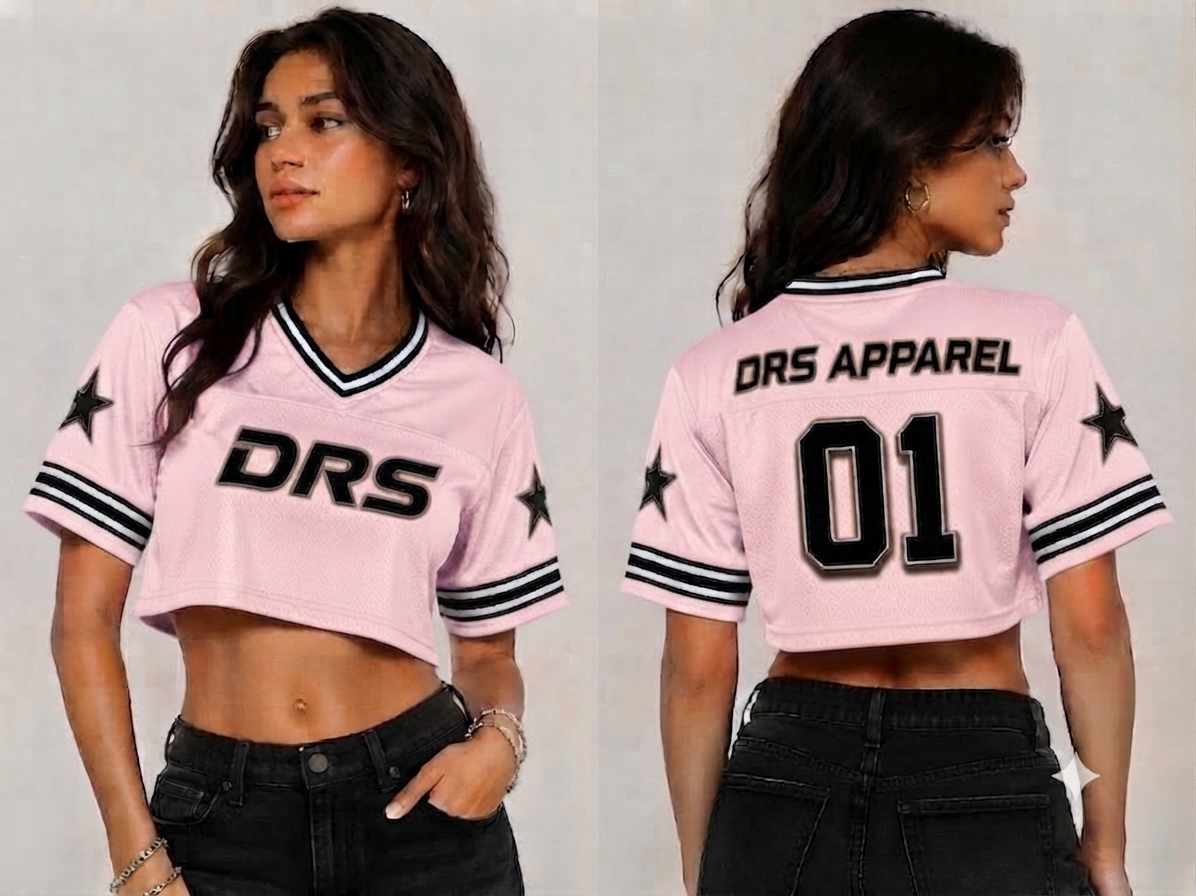 Cropped Streetwear Y2k Soccer Jersey (Pink)