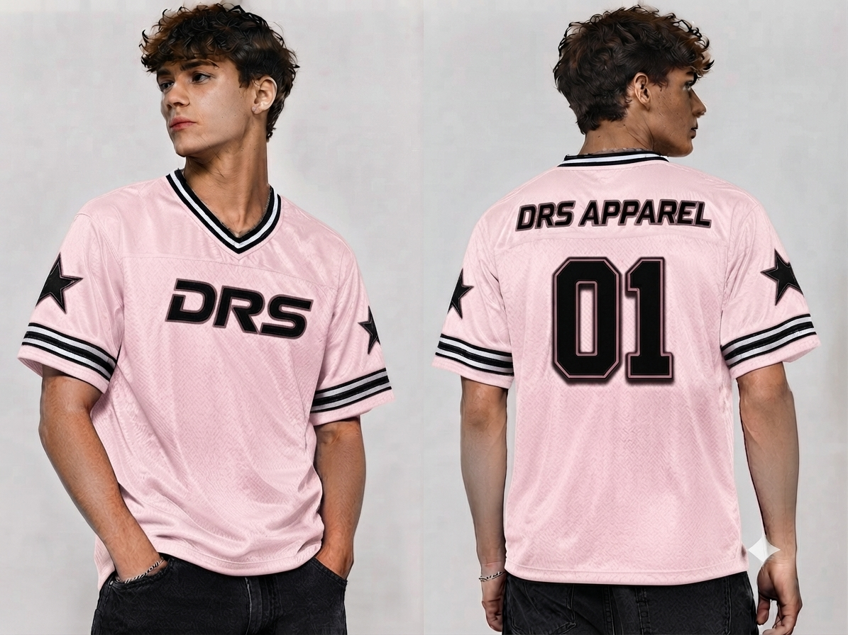 Men's Oversized Streetwear Mesh Jersey (Pink)