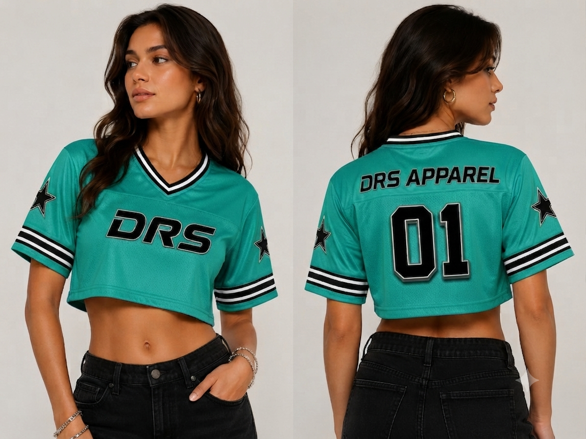 Cropped Streetwear Y2k Soccer Jersey (Teal)