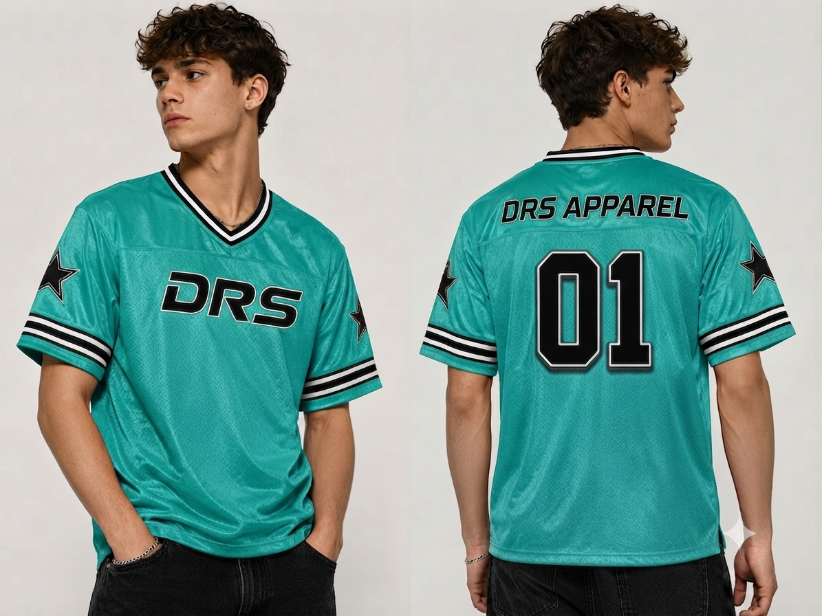 Men's Oversized Streetwear Mesh Jersey (Teal)