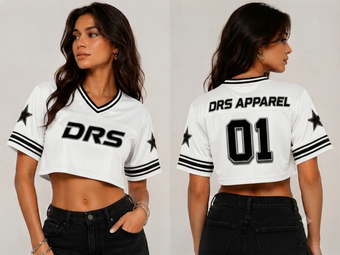 Cropped Streetwear Y2k Soccer Jersey (White)