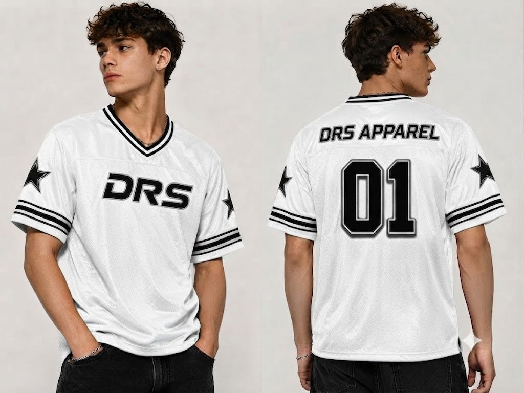 Men's Oversized Streetwear Mesh Jersey (White)