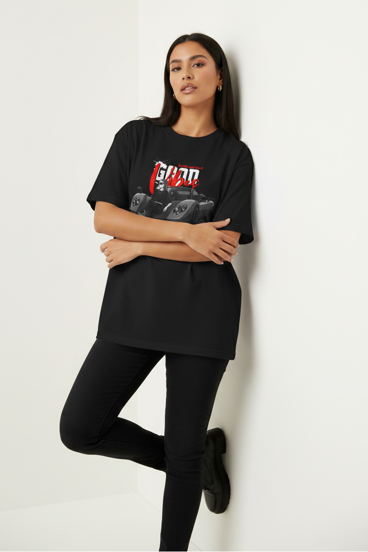 Camiseta de corte cuadrado "Good Vibes" Pagani Zonda