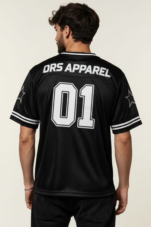 Men's Oversized Streetwear Mesh Jersey (Black)