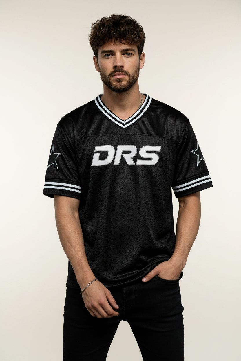 Men's Oversized Streetwear Mesh Jersey (Black)