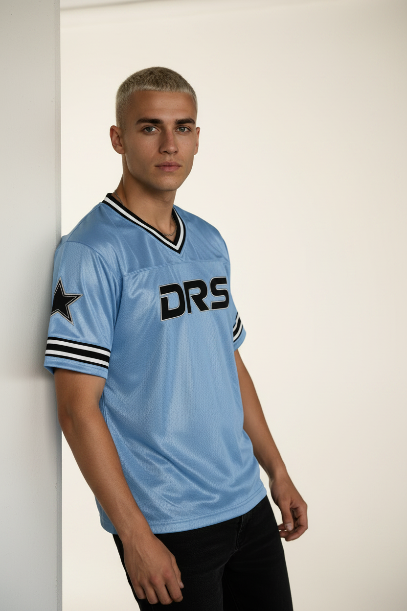 Camiseta de malla estilo urbano de talla grande para hombre (azul)