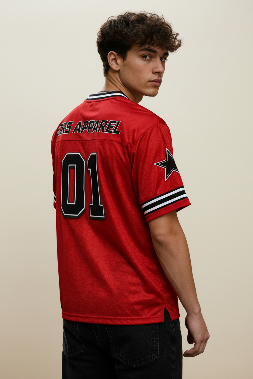Jersey de malla extragrande estilo urbano para hombre (rojo)