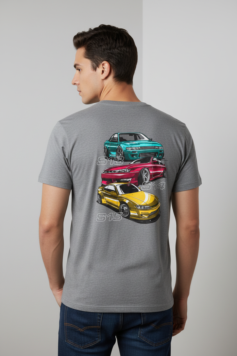 レトロJDM Tシャツ – 積み重ねカーグラフィックシャツ