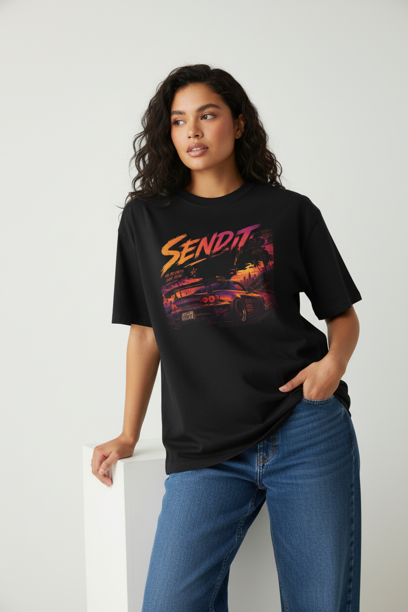 Camiseta Cuadrada Sunset Automotive "Send It"