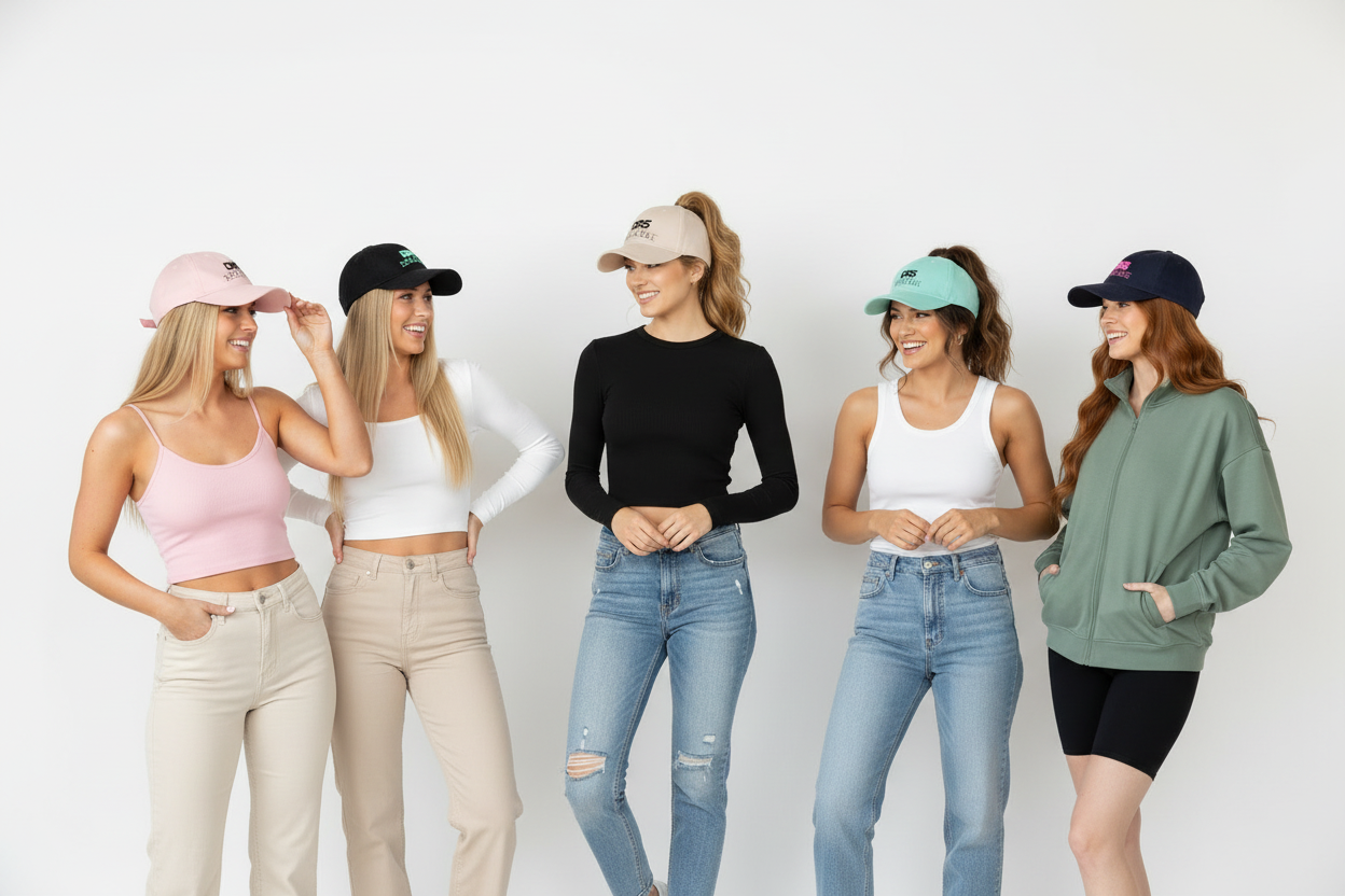 Gorra de cola de caballo alta para mujer — Cierre magnético (Negro)