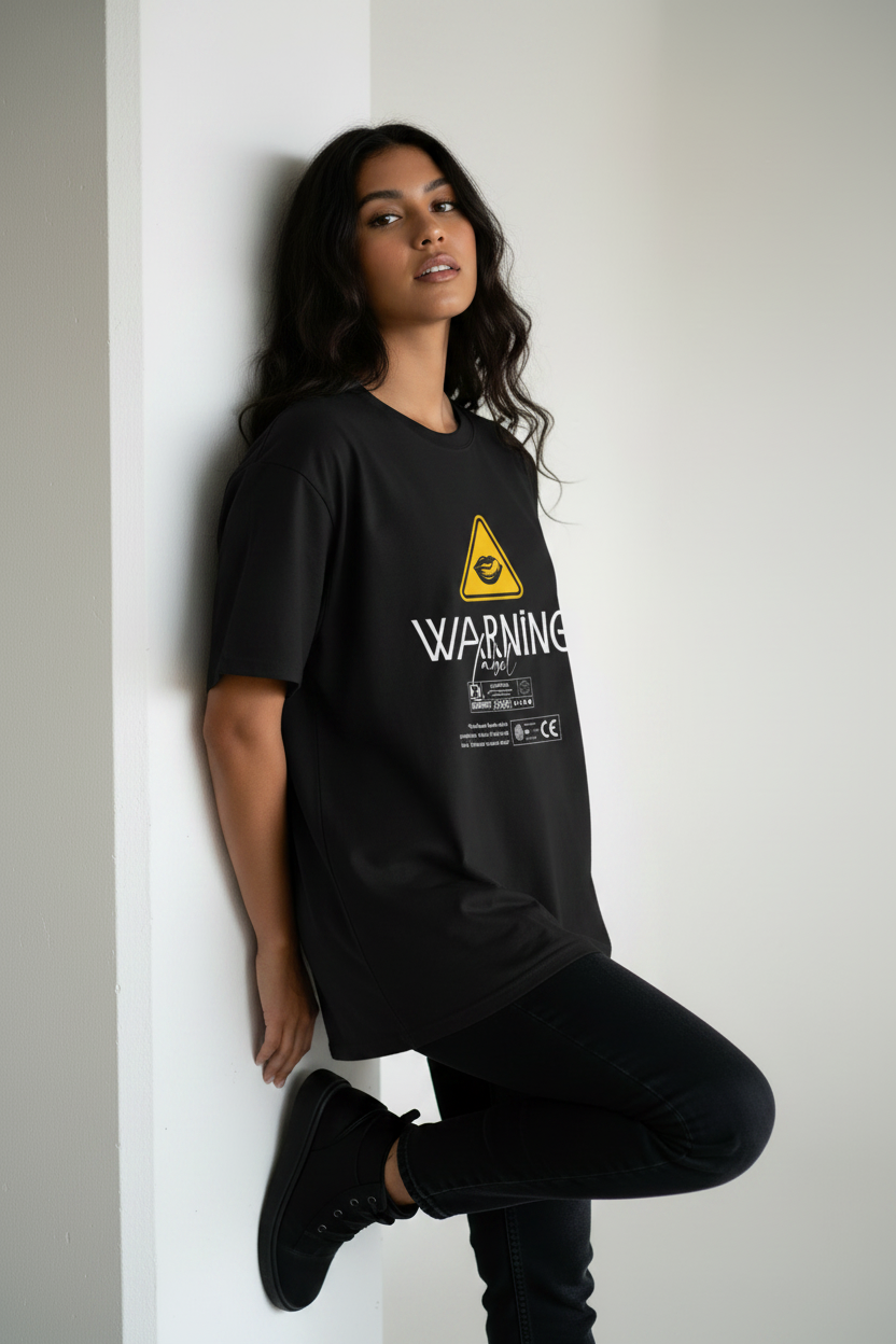 「警告ラベル」ボックス型警告Tシャツ